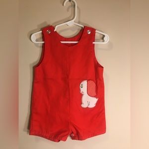 24 Month Romper One Piece Vintage 1960s/1970s Red Play Suit Puppy Patch